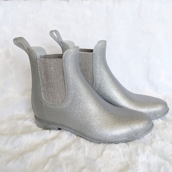 J. Crew Shoes - NIB J. Crew Chelsea Rain Boot in Silver Glitter